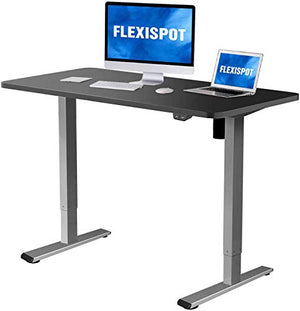 Flexispot Electric Height Adjustable Desk with Desktop, 48 x 30 Inches, Standing Desk Stand Up Desk Workstation Classic (Silver Frame + 48 in Black Top)