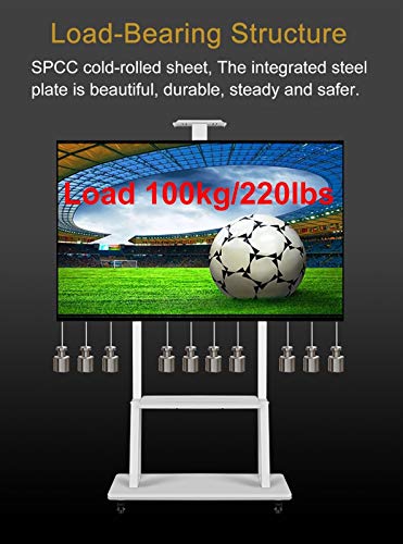 Generic Universal TV Stand for 32-70 Inch TVs - White, Adjustable Height, Rolling Floor Trolley Cart with AV Camera Shelf - 100kg Capacity