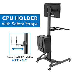 Mount-It! Adjustable Mobile PC Workstation with Single Monitor Mount