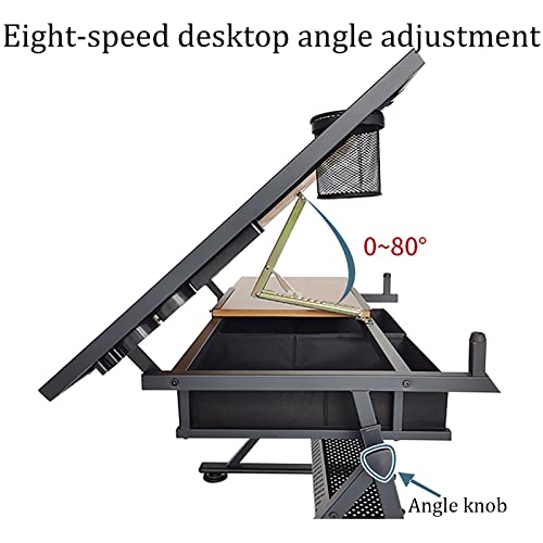 EESHHA Adjustable Drafting Table with Storage Drawers and Stool