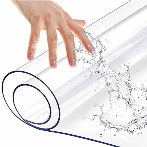 YUYI Clear PVC Desk Chair Mat 2mm Rectangular Vinyl Floor Protector - Non-Slip Durable Mat for Office/Home Hard Floor Carpet - 60/80/100/120/140/160cm Wide