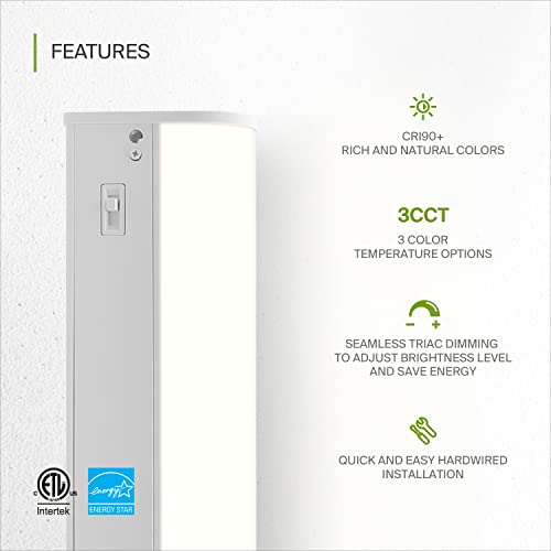 ASD 32" Dimmable LED Under Cabinet Lighting 16W 1057 LM - 3000K/4000K/5000K - ETL Energy Star - White (20 Pack)