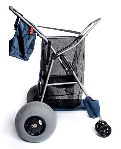 Custom Big Wheel Beach Cart, 12" Balloon Tires, Rolls Easily Over Soft Sand