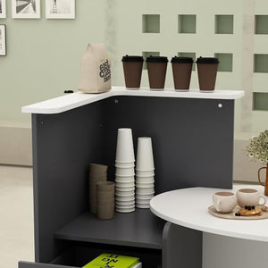 MOUMON Retail Reception Counter Desk with Lockable Drawer, White/Dark Grey (47.7" W x 23.6" D x 43.3" H)