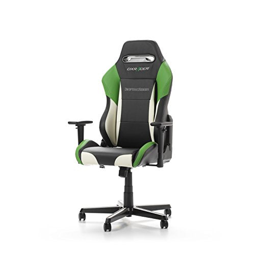 DXRacer Drifting Series OH/DM61/NWE Racing Seat Office Chair Gaming Ergonomic Adjustable Computer Chair with - Included Head and Lumbar Support Pillows (Black, White, Green)