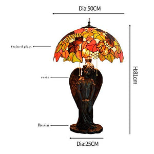 NINGZ Handmade Stained Glass Table Lamp Tiffany Beautiful Leaves Glass Desk Lamp