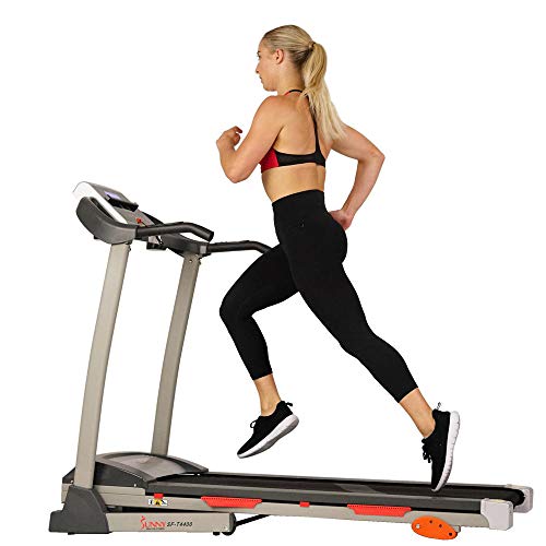 Sunny Health and Fitness SF-T4400 Folding Treadmill with Digital Monitor, Shock Absorption and Incline Bundle with Tech Smart USA Fitness and Wellness Suite, Sport Towel and Extended Protection Plan