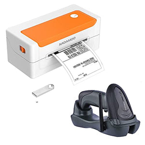 NADMAOO Bur3400-Orange Thermal Label Printer and Bur3069-2D Wireless Barcode Scanner