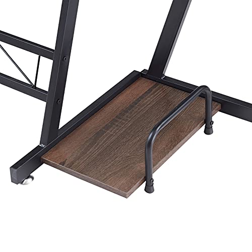 LJTT L Shaped Desk with Keyboard Tray and Host Bracket Corner Computer Desk Gaming Table Workstation for Home Office, Brown