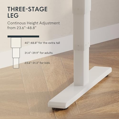 SANODESK Standing Desk with Dual Motor, 3-Stage Lifting Column, Handset - 78" Real Bamboo Desk/White Frame