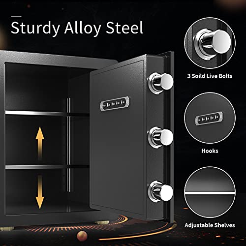 AUTIGERSAFE Digital Security Safe Box with Programmable Keypad, 1.37 Cubic Feet Steel Cabinet Safe Box, Money Lock Box for Home Hotel Office Business Jewelry Gun Cash