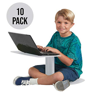 ECR4Kids The Surf Portable Lap Desk, Laptop Stand, Writing Table, Kids’ Travel-Friendly Tray, Flexible Collaborative Seating for Teens and Adults, GREENGUARD [Gold] Certified, Light Grey (10-Pack)
