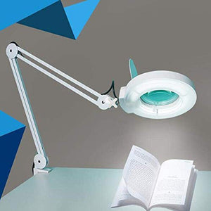 FBITE 8X LED Magnifying Lamp with Clamp - Full Spectrum Daylight Lens - Adjustable Swivel Arm - Black