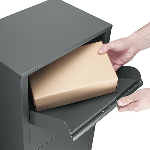Large Steel Freestanding Floor Parcel Lockable Drop Slot Mail Box, Grey