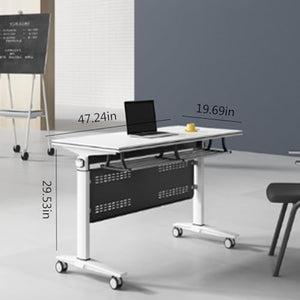 NaLoRa Foldable Conference Room Table 4 Pack with Silent Wheels, 47.2L x 19.7W x 29.5H - Modern Rectangular Seminar Training Table
