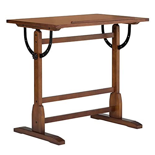 Design 42 Inch Vintage Drawing Drafting Wood Table Craft Desk, Rustic Oak Supplies Adjustable Desk Craft Table Drafting Table Office Furniture Drawing Supplies Desk Drawing Table