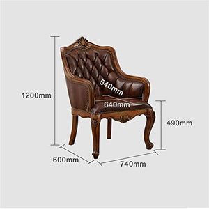 CBLdF Ergonomic Leather Office Chair with Wheels and Arms, Mahogany Finish, Brown