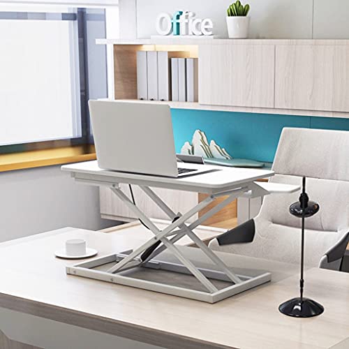 Height Adjustable Standing Desk Converter 31.4inch Sit to Stand Up Desk Riser Home Office Desk Workstation with Keyboard Tray (Color : White)
