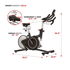 Sunny Health & Fitness Magnetic Rear Belt Drive Indoor Cycling Bike with RPM Cadence Sensor - SF-B1709, Black