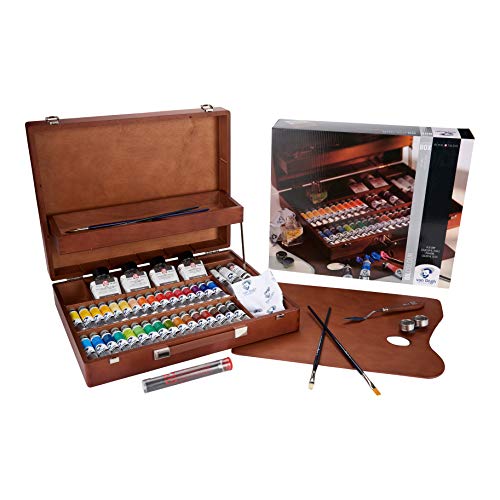 Van Gogh Oil Color Paint, 32x20ml Tubes + 2x60ml Tubes + Accessories, Wooden Box Superior Set