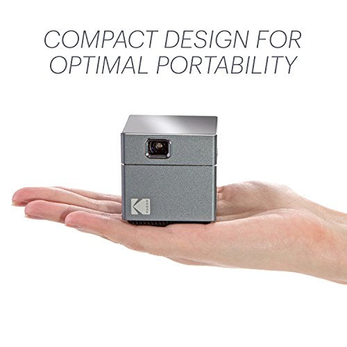 Kodak DLP Cube Mini Portable Projector with 1080p Pico LED HD Quality- Rechargeable with Speakers – HDMI and Micro SD Card - for Home, Office, Movies and Gaming - Supports Android and iOS Devices