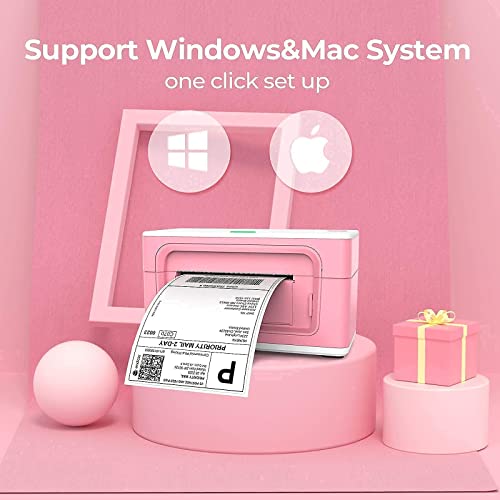 MUNBYN Pink Label Printer with Shipping Scale, Stack of 500 Thermal Labels