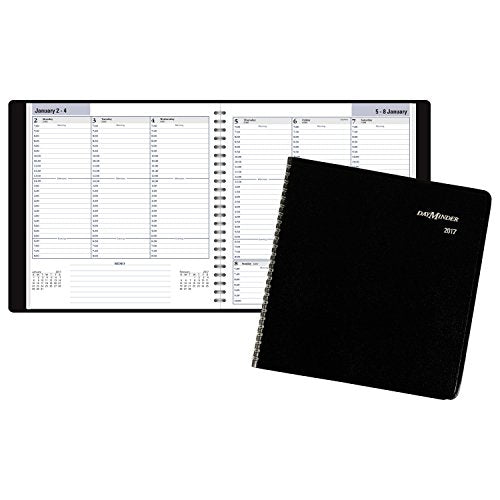 DayMinder Weekly Appointment Book / Planner 2017, 8 x 8-1/2", Wirebound, Black (G595-00)