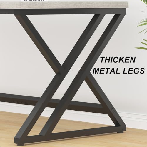 LVB Modern Industrial Double Workstation Desk, 70.8" Long, Light Grey Oak