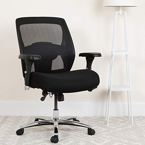 Flash Furniture HERCULES Series 24/7 Intensive Use Big & Tall 500 lb. Rated Black Mesh Executive Swivel Chair with Ratchet Back
