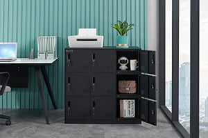 MAYROY 9 Door Locker Metal Storage Cabinet with Lock - Full Black