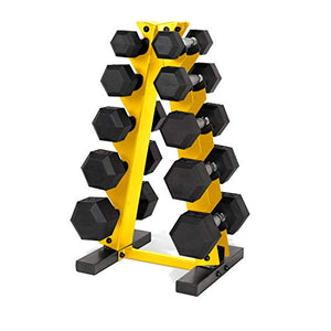 CAP Barbell 150-Pound Dumbbell Set with Vertical Rack, Yellow