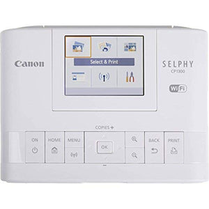 Canon SELPHY CP1300 Compact Photo Printer (White) with WiFi and Accessory Bundle w/Canon Color Ink and Paper Set