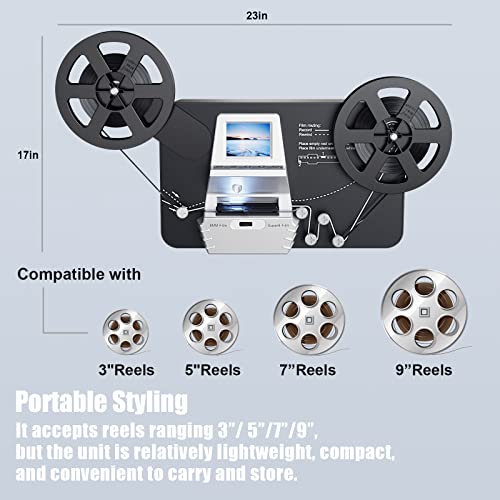 Jancane Film to Digital Converter with 2.4" Screen, Converts 8mm & Super 8 Film to MP4 Files, 32GB SD Card Included