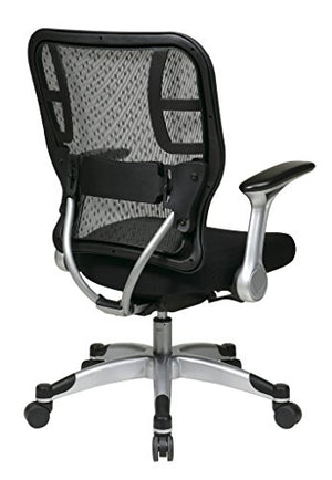 SPACE Seating Deluxe R2 SpaceGrid Back and Padded Mesh Seat, Self Adjusting Control, Platinum Finish Flip Arms and Platinum Coated Base Managers Chair