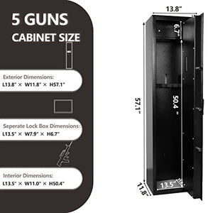 AEGIS Rifle Gun Safe, Quick Access 5 Gun Gun Storage with Separate Ammo Pistol Lock Box (Stores Pistols, Cash & More), Long Gun Safe Rifle Shotgun Security Safe for Home (Portable Operation)