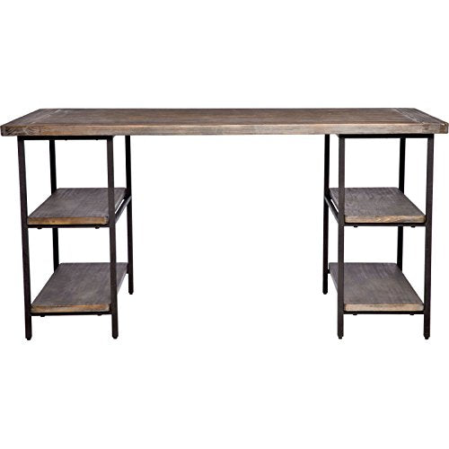 Rustic Desk Provides Classic Style and Contemporary Functionality. Computer Table Workstation Suitable for Home, Office Area, Craft Room, Or Den. PC Laptop Farmhouse Desktop Creates Timeless Feel.