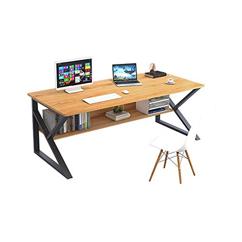 XUERUIGANG Computer Desk 39 inch, Writing Study Desk, Home Office Desk PC Workstation Modern Student Gaming Desk, Walnut Desk
