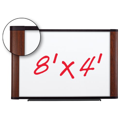 3M Dry Erase Board, 96 x 48-Inches, Widescreen Mahogany-Finish Frame