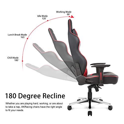 AKRacing Masters Series Max Gaming Chair with Wide Flat Seat, 400 Lbs Weight Limit, Rocker and Seat Height Adjustment Mechanisms with 5/10 Warranty