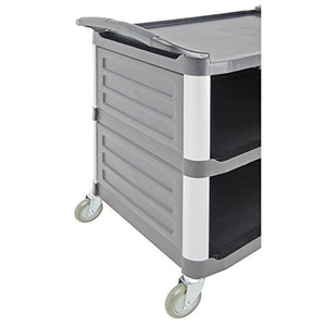 HUBERT Open Front Black Plastic Service Cart - 38 1/2" L x 20 7/8" W x 36 5/8" H