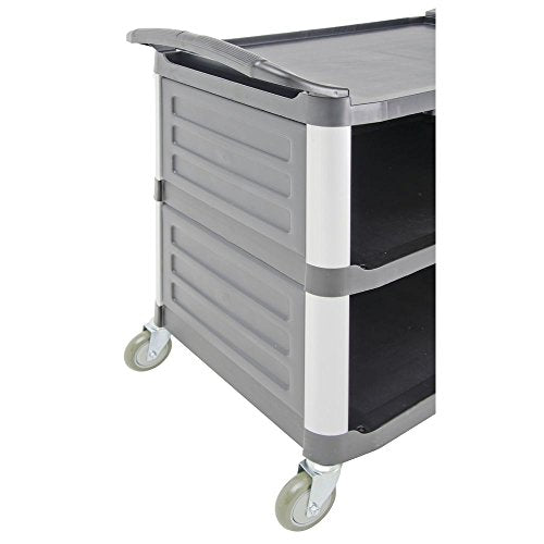 HUBERT Open Front Black Plastic Service Cart - 38 1/2" L x 20 7/8" W x 36 5/8" H