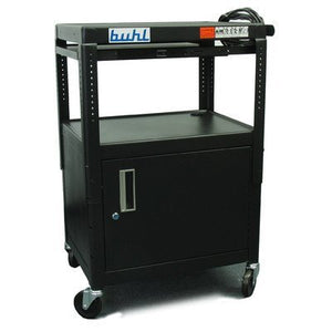 Hamilton Buhl Height adjustable AV Media cart w/ Security Cabinet and Side Pull Out Shelf