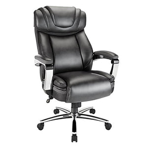 Realspace(R) Axton Big Tall Bonded Leather High-Back Chair, Dark Gray/Chrome
