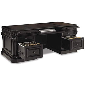 Bowery Hill Executive Desk with File Drawers in Black Paint Finish