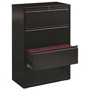 Hirsh HL8000 Series 36" 4 Drawer Lateral File Cabinet in Black