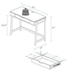 Neorustic Smart Desk with USB Ports, Solid American Maple Legs