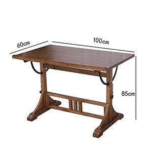 Drafting Table Retro Solid Wood Easel Drawing Plan Designer Workbench Art Drawing Table Lifting Sketch Drawing Table (Color : Natural, Size : 100x60x85Cm)