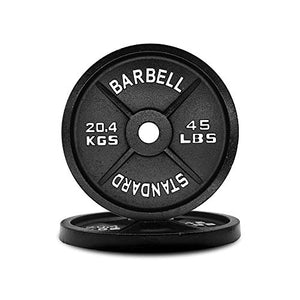 Olympic Barbell Weight Plates 2 Inch Hole Solid Cast Iron Barbell Weight Plates 25 Lb, 35 Lb, 45 Lb, Strength Training, Weightlifting, Bodybuilding,Powerlifting,Sold in Pair Plates (45LBs-1pair)