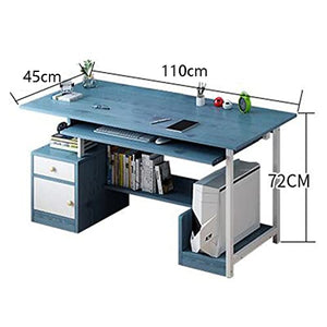 XIANGGUI 1983 Computer Table Home Office Desktop PC Desk with Keyboard Tray and CPU Holder - Multifunctional Writing Table with Storage Drawers and Shelves (Color: C)