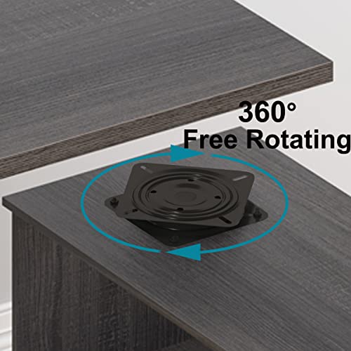 HSH L Shaped Computer Desk with Drawers, 360 Rotating, Industrial Home Office Desk - Dark Wood, 55 Inch